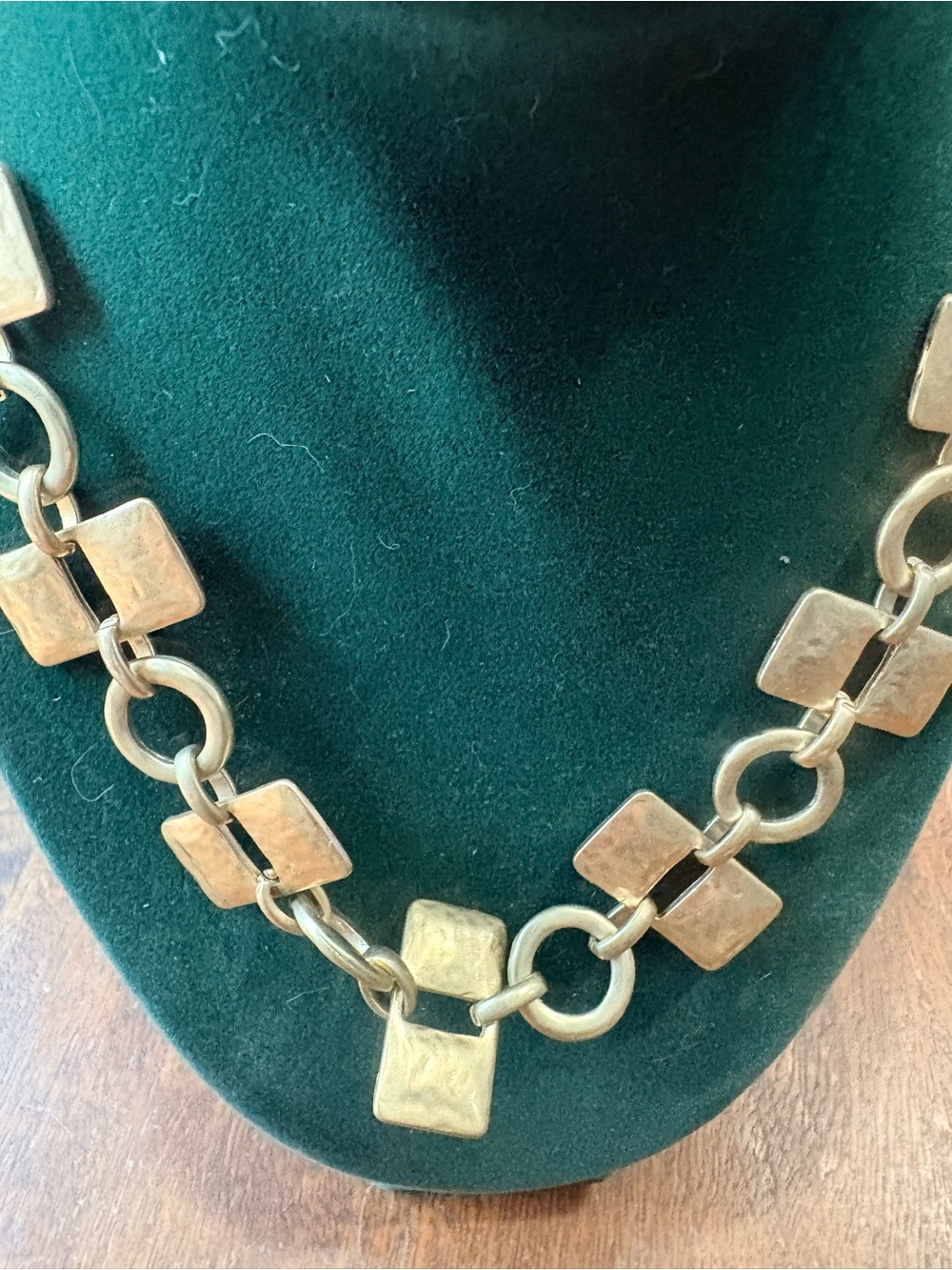 Chico’s Gold Tone Geometric Black Cord Necklace